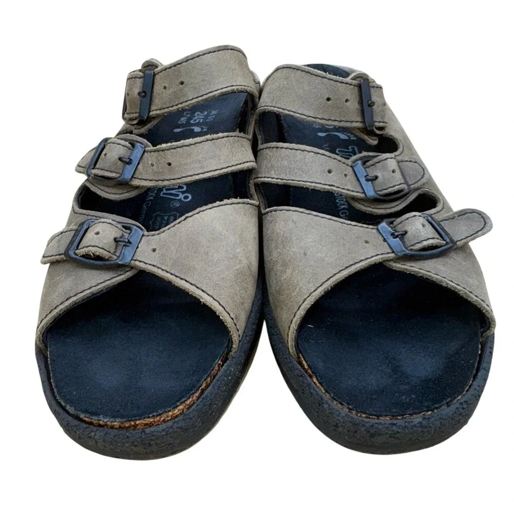 Birkenstock Tatami 3 Strap  Buckle Slide Sandals, Brown Nubuck Women's‎ 7 EUC